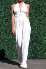 Load image into Gallery viewer, 3461-HALTER VENETIAN JUMPSUIT-WHITE
