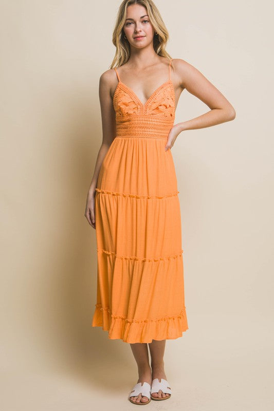 4426-TIERED MAXI DRESS..TANGERINE