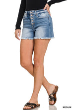 Load image into Gallery viewer, 4574-FRAYED HEM BUTTON FLY DENIM SHORTS
