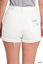 Load image into Gallery viewer, 6245- Cuffed Raw Hem White Denim Shorts-WHITE

