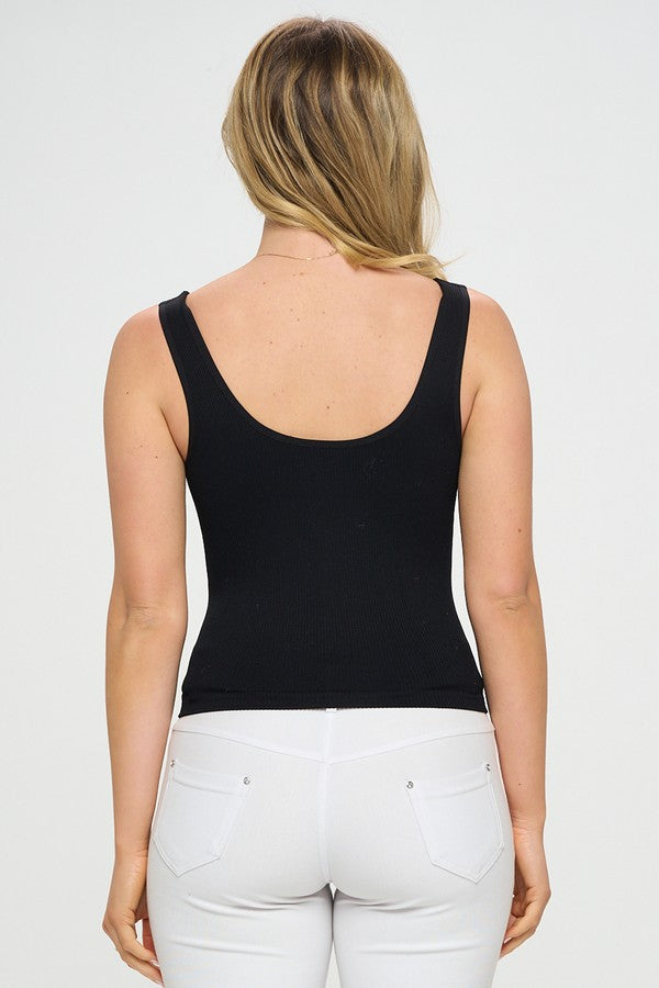 4102-Go-To Reversible Ribbed Seamless Tank-BLACK