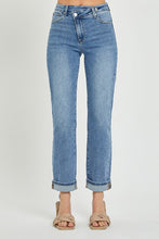 Load image into Gallery viewer, 3465-HIGH RISE CROSS OVER STRAIGHT LEG JEANS
