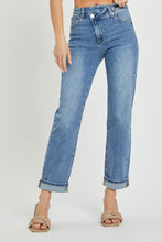 Load image into Gallery viewer, 3465-HIGH RISE CROSS OVER STRAIGHT LEG JEANS
