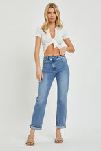 Load image into Gallery viewer, 3465-HIGH RISE CROSS OVER STRAIGHT LEG JEANS
