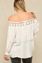 Load image into Gallery viewer, 4455-LIGHTWEIGHT FLOWY TOP WITH FRINGE-WHITE
