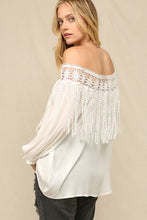 Load image into Gallery viewer, 4455-LIGHTWEIGHT FLOWY TOP WITH FRINGE-WHITE
