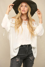 Load image into Gallery viewer, 4455-LIGHTWEIGHT FLOWY TOP WITH FRINGE-WHITE
