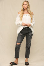 Load image into Gallery viewer, 4455-LIGHTWEIGHT FLOWY TOP WITH FRINGE-WHITE
