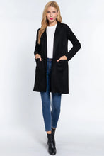 Load image into Gallery viewer, 6638- Long Sleeve Open Faux Suede Jacket-BLACK
