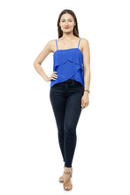 Load image into Gallery viewer, 3506-Square Neck Chiffon Top-CAPRI BLUE
