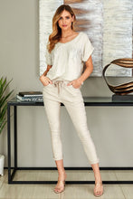 Load image into Gallery viewer, 4512-RHINESTONE SIDE STRIPE CRINKLE JOGGER-BEIGE
