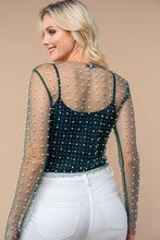 Load image into Gallery viewer, 4741-Long Sleeve Metalic Mesh Top-HUNTER
