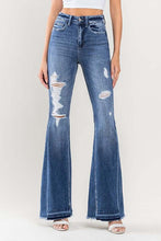Load image into Gallery viewer, 3845-HIGH RISE DISTRESSED PANEL FLARE JEANS
