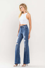 Load image into Gallery viewer, 3845-HIGH RISE DISTRESSED PANEL FLARE JEANS
