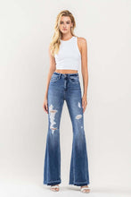 Load image into Gallery viewer, 3845-HIGH RISE DISTRESSED PANEL FLARE JEANS
