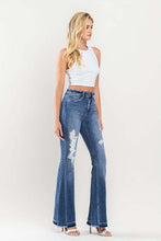 Load image into Gallery viewer, 3845-HIGH RISE DISTRESSED PANEL FLARE JEANS
