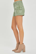Load image into Gallery viewer, 4364-HIGH RISE SIDE CARGO POCKET SHORTS -OLIVE
