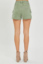 Load image into Gallery viewer, 4364-HIGH RISE SIDE CARGO POCKET SHORTS -OLIVE
