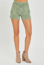 Load image into Gallery viewer, 4364-HIGH RISE SIDE CARGO POCKET SHORTS -OLIVE
