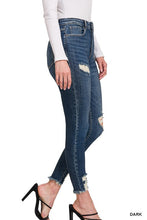 Load image into Gallery viewer, 3576-DISTRESSED HEM ANKLE SKINNY DENIM PANTS
