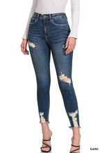 Load image into Gallery viewer, 3576-DISTRESSED HEM ANKLE SKINNY DENIM PANTS
