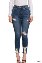 Load image into Gallery viewer, 3576-DISTRESSED HEM ANKLE SKINNY DENIM PANTS

