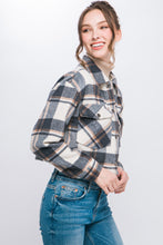 Load image into Gallery viewer, 5412-Plaid Cropped Button Down Jacket-CHARCOAL

