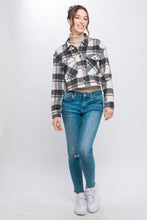 Load image into Gallery viewer, 5412-Plaid Cropped Button Down Jacket-CHARCOAL
