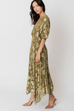 Load image into Gallery viewer, 3845-V-Neck Kimono Sleeve Maxi Dress with Lurex-OLIVE
