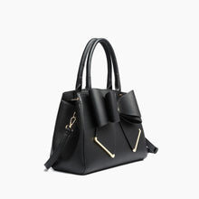 Load image into Gallery viewer, 6545- Poppy Bowtie Structured Top Handle Spring Shoulder Bag-BLACK
