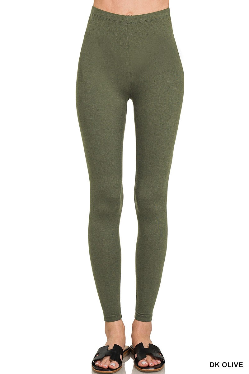 5561-Premium Microfiber Full Length Leggings-OLIVE