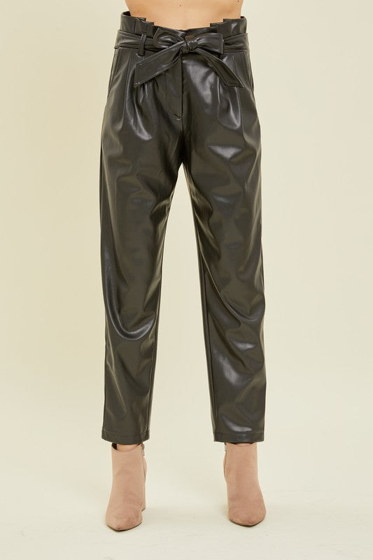 3794-SOFT STRETCHY FAUX LEATHER PAPER BAG PANTS