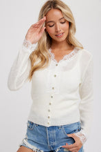 Load image into Gallery viewer, 4766-BUTTON FRONT LACE TRIM KNIT TOP
