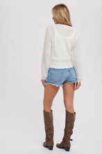 Load image into Gallery viewer, 4766-BUTTON FRONT LACE TRIM KNIT TOP
