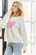 Load image into Gallery viewer, 4887- Heart Pattern Sweater Top-cream
