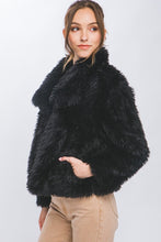 Load image into Gallery viewer, 4789-Mid Waist Faux Fur Coat-BLACK
