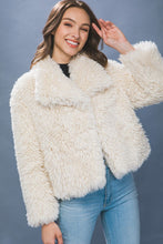 Load image into Gallery viewer, 4790-Mid Waist Faux Fur Coat-IVORY
