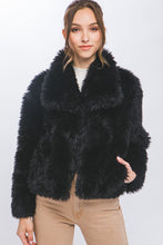 Load image into Gallery viewer, 4789-Mid Waist Faux Fur Coat-BLACK
