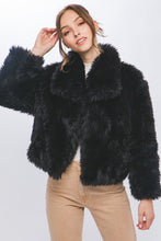 Load image into Gallery viewer, 4789-Mid Waist Faux Fur Coat-BLACK
