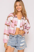 Load image into Gallery viewer, 4637-Fall vibes plaid print jacket-PINK
