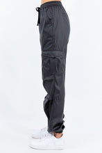 Load image into Gallery viewer, 3702-FAUX LEATHER CARGO POCKET JOGGERS
