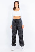 Load image into Gallery viewer, 3702-FAUX LEATHER CARGO POCKET JOGGERS
