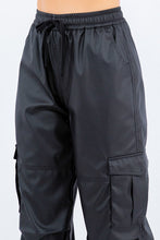 Load image into Gallery viewer, 3702-FAUX LEATHER CARGO POCKET JOGGERS
