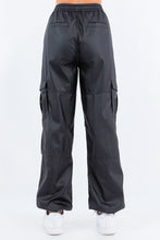 Load image into Gallery viewer, 3702-FAUX LEATHER CARGO POCKET JOGGERS
