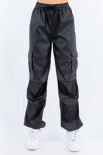 Load image into Gallery viewer, 3702-FAUX LEATHER CARGO POCKET JOGGERS
