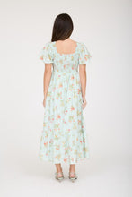 Load image into Gallery viewer, 6010- Floral Bell Sleeve Smocked Bust Midi Dress-SAGE
