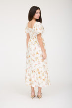 Load image into Gallery viewer, 6009- Floral Bell Sleeve Smocked Bust Midi Dress-IVORY
