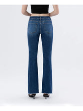 Load image into Gallery viewer, 5869- LOVERVET Mid Rise Raw Hem Dark Wash Bootcut Jeans
