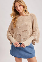 Load image into Gallery viewer, 6362- Poncho Style Dolman Sleeved Open Knit Sweater-OATMEAL
