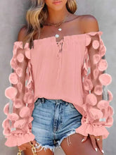 Load image into Gallery viewer, 5851-Floral Pattern Sheer Mesh Patch Frill Hem Top
